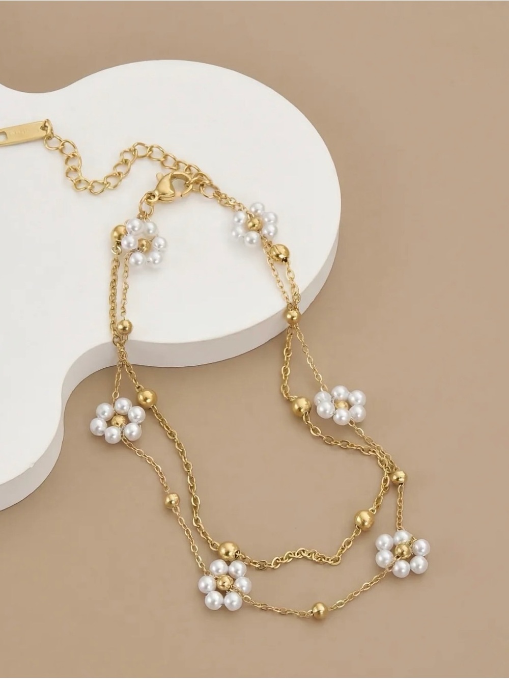 Gold Pearl Flower Layered anklets - Women Jewelry